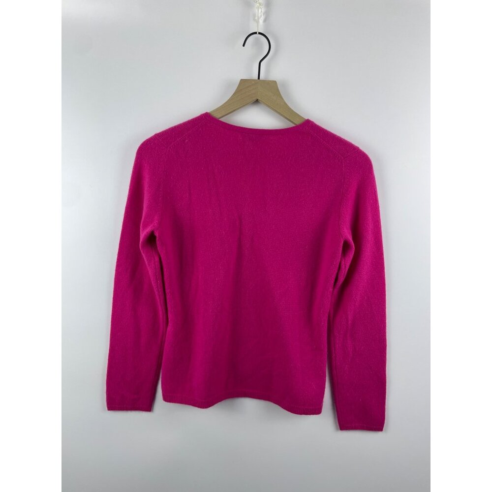 Talbot's Women's Small 100% Cashmere Vintage V-Neck Pullover Sweater Barbie Pink - Picture 6 of 11